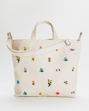 Embroidered Ditsy Floral Baggu Horizontal Zip Duck | 704-IWXSLO