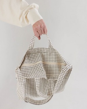 Natural Grid Baggu Horizontal Zip Duck | 314-KSMLVP