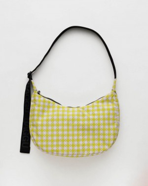 Pink Pistachio Pixel Gingham Baggu Medium Nylon Crescent | 231-CGDMRS