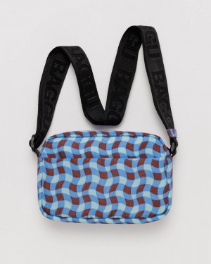 Wavy Gingham Blue Baggu Camera | 021-PGLBFV