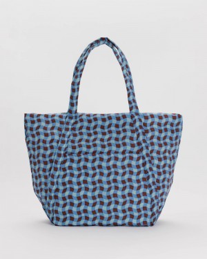 Wavy Gingham Blue Baggu Cloud | 427-UVBMYX