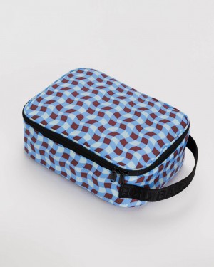 Wavy Gingham Blue Baggu Lunch Box | 742-QDFHML