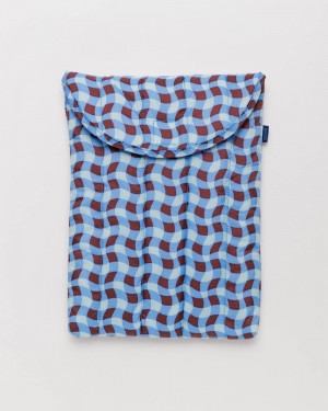 Wavy Gingham Blue Baggu Puffy Laptop Sleeve 13"/14" | 874-LEOTDB