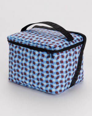 Wavy Gingham Blue Baggu Puffy | 865-ODJHNF