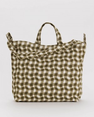 Wavy Gingham Brown Baggu Horizontal Duck | 486-KDAFLM