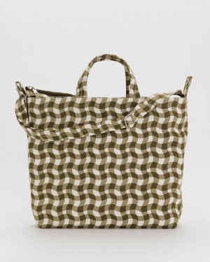 Wavy Gingham Brown Baggu Horizontal Zip Duck | 072-SLYNBJ