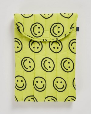 Yellow Happy Baggu Puffy Laptop Sleeve 16" | 513-ZQNXKM