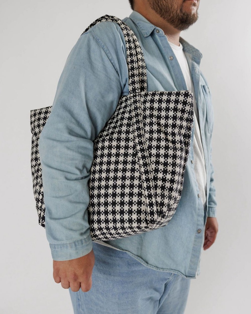 Black & White Pixel Gingham Baggu Cloud | 416-OUSVFX