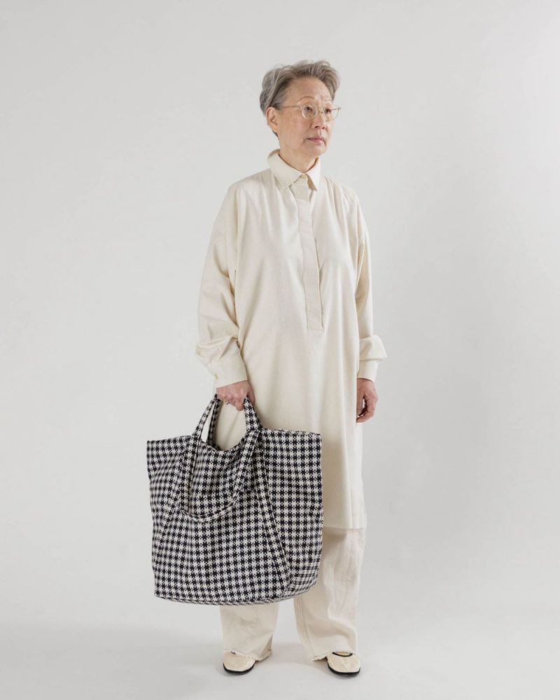 Black & White Pixel Gingham Baggu Travel Cloud | 264-TSUDZY