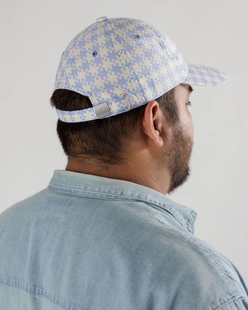 Blue Pixel Gingham Baggu Baseball Cap | 462-HDJRBU