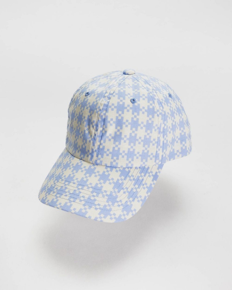 Blue Pixel Gingham Baggu Baseball Cap | 462-HDJRBU