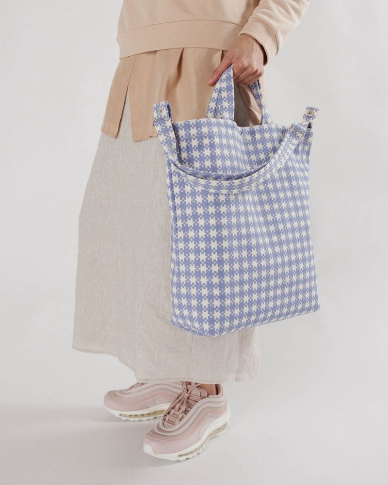 Blue Pixel Gingham Baggu Duck | 485-JOXQKN