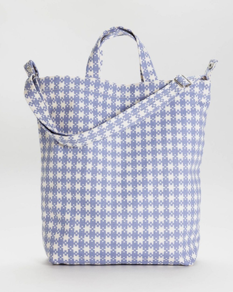 Blue Pixel Gingham Baggu Duck | 485-JOXQKN