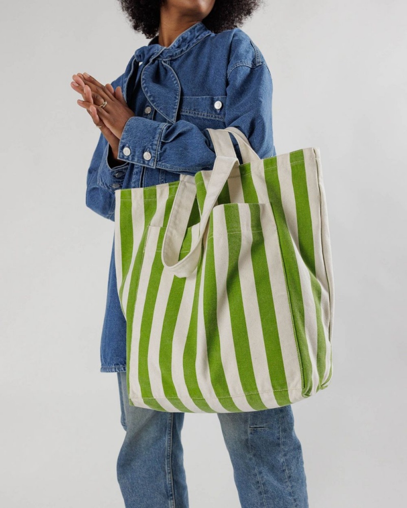 Green Awning Stripe Baggu Giant Pocket | 691-MKAHRE