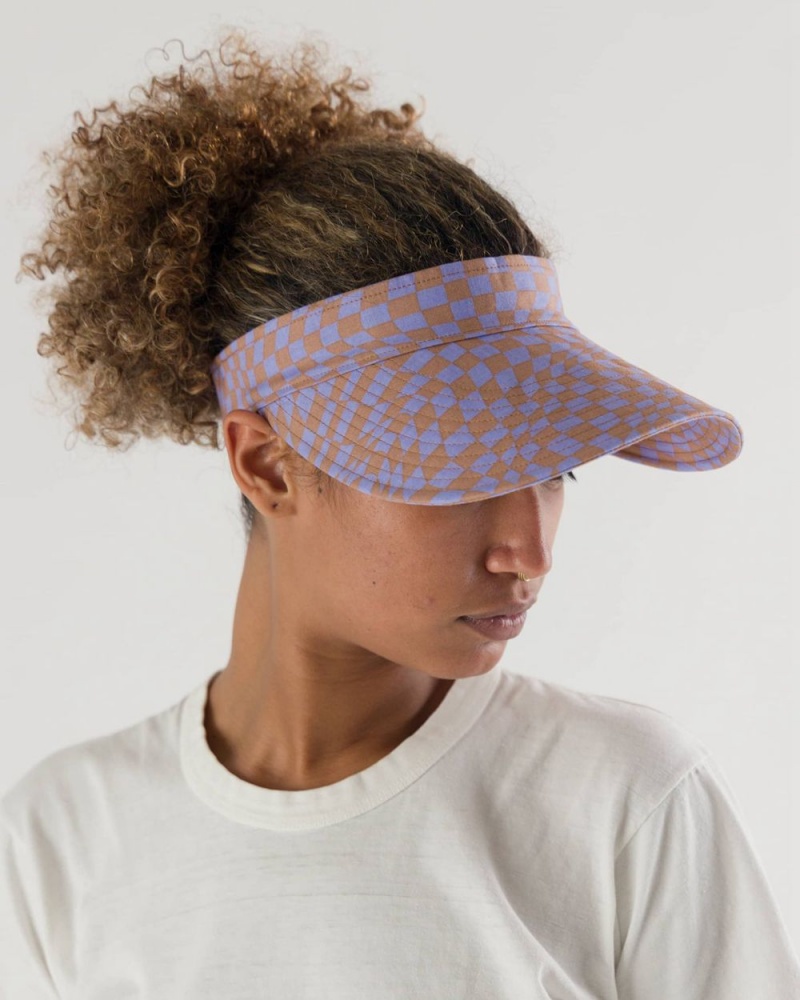 Lavender Trippy Checker Baggu Visor | 530-HXVFIY