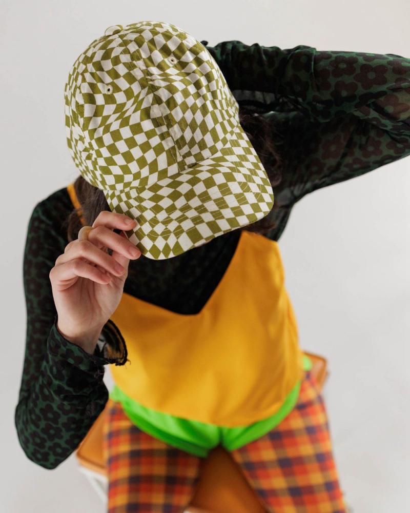 Moss Trippy Checker Baggu Baseball Cap | 190-WNBJRU