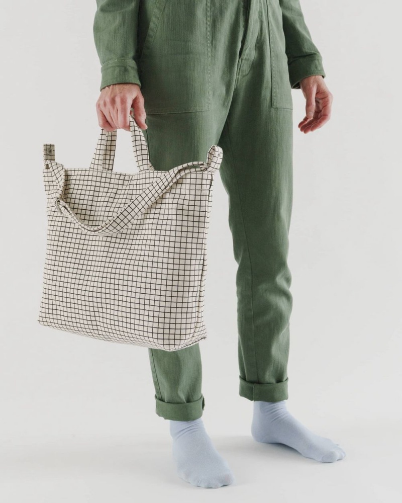 Natural Grid Baggu Horizontal Duck | 156-CYQWIK