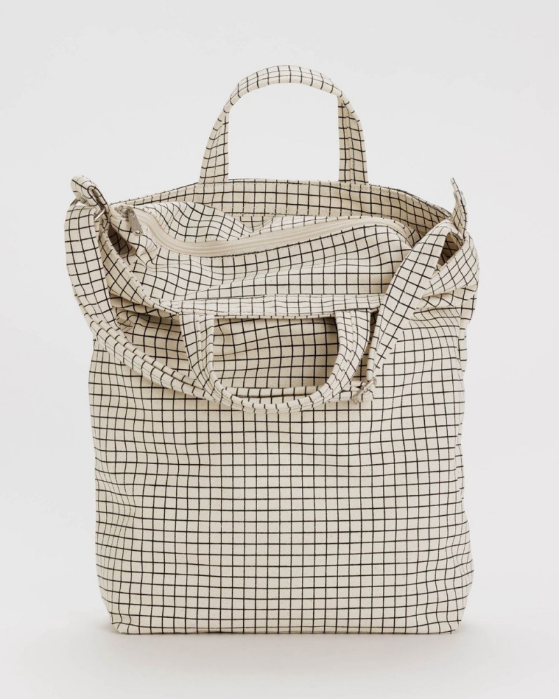 Natural Grid Baggu Zip Duck | 126-LZGSDU