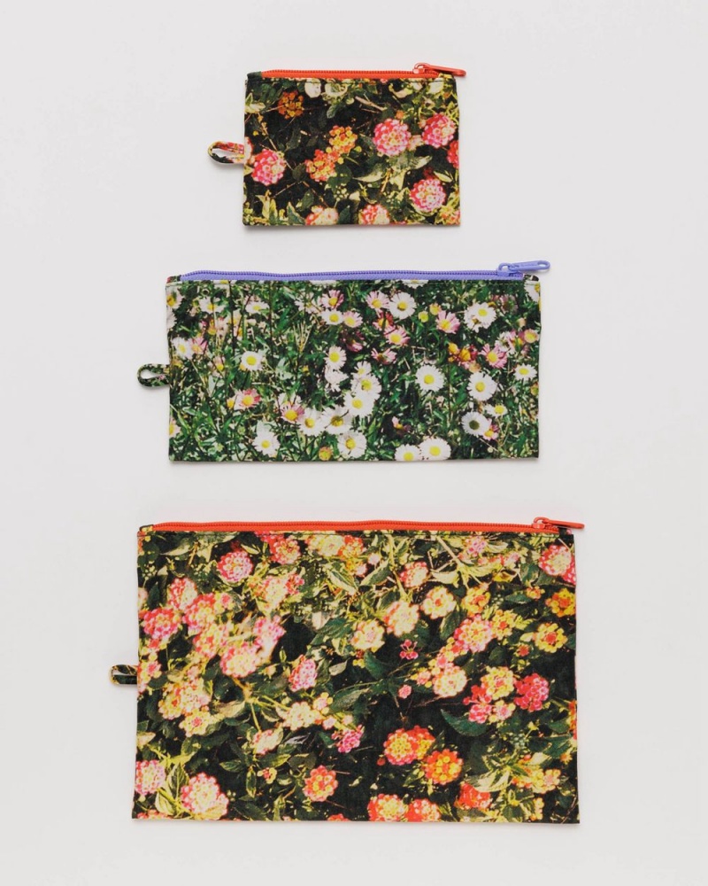 Photo Florals Baggu Flat Pouch Set | 837-HYEFVZ