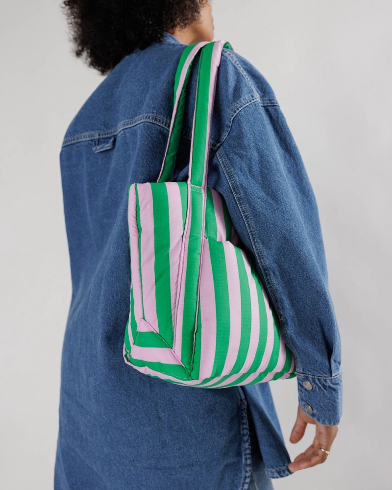 Pink Green Awning Stripe Baggu Puffy Mini | 214-NGLZEA