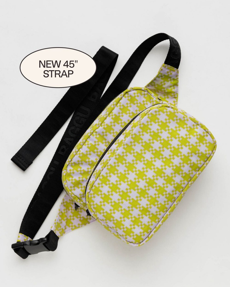 Pink Pistachio Pixel Gingham Baggu Fanny Pack | 417-KLGSXO