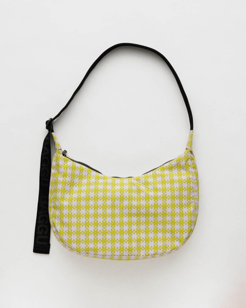 Pink Pistachio Pixel Gingham Baggu Medium Nylon Crescent | 231-CGDMRS