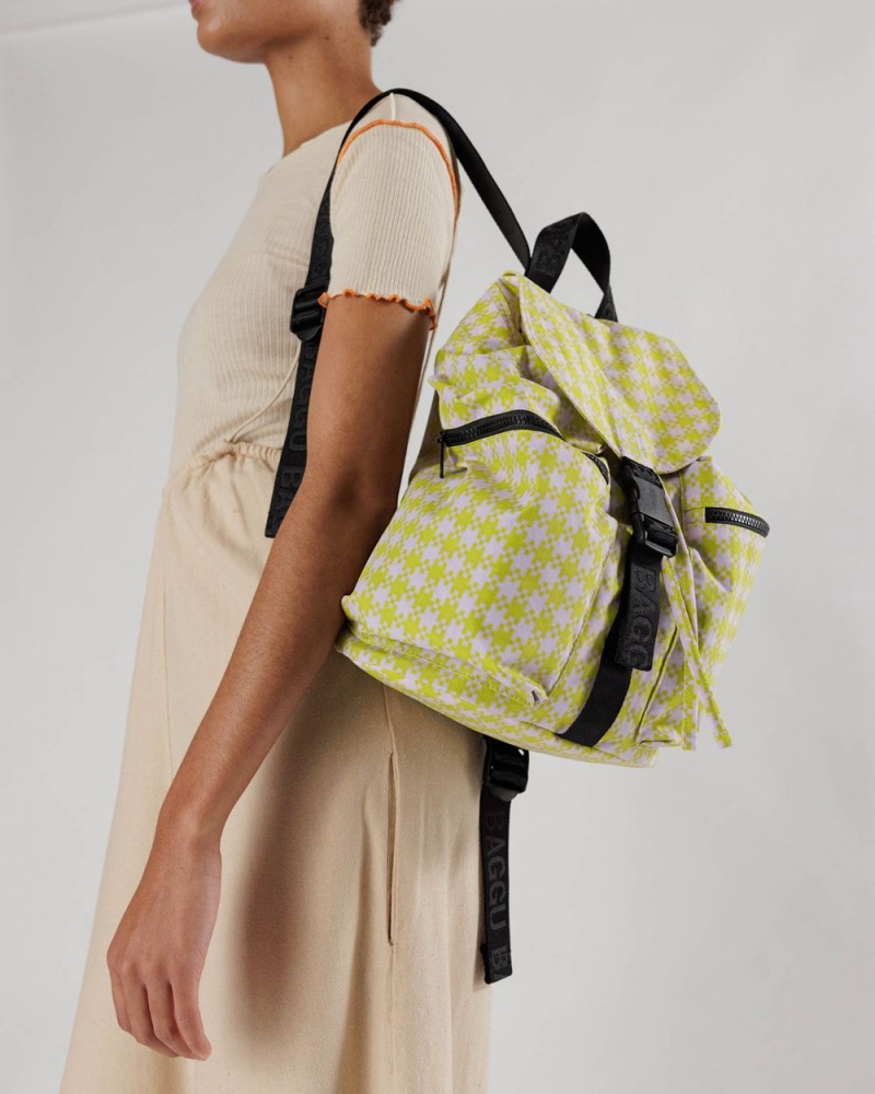 Pink Pistachio Pixel Gingham Baggu Sport | 017-LKIDNP