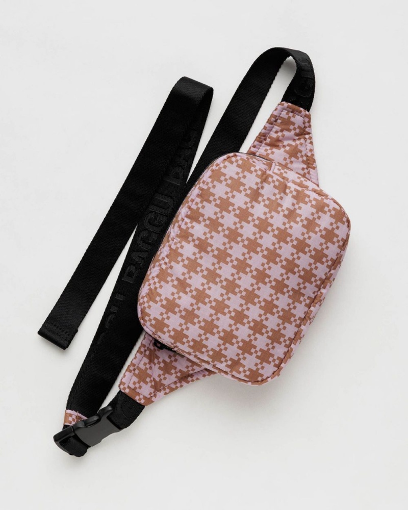 Rose Pixel Gingham Baggu Puffy Fanny Pack | 739-KCEJLU