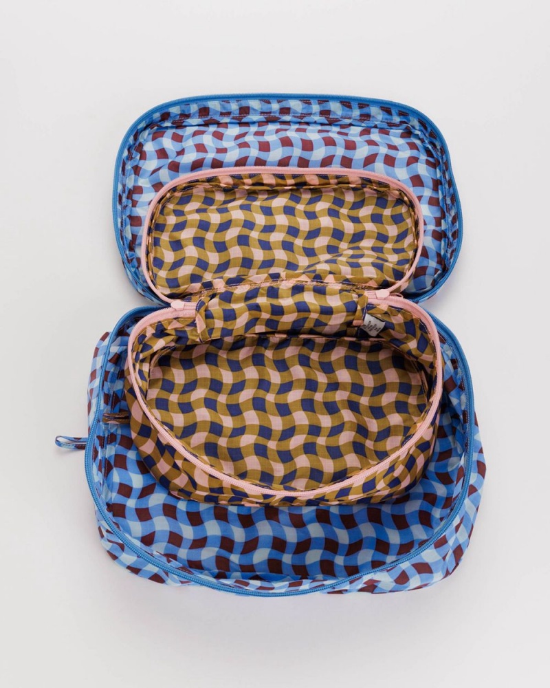 Wavy Gingham Baggu Packing Cube Set | 824-CSVYIM