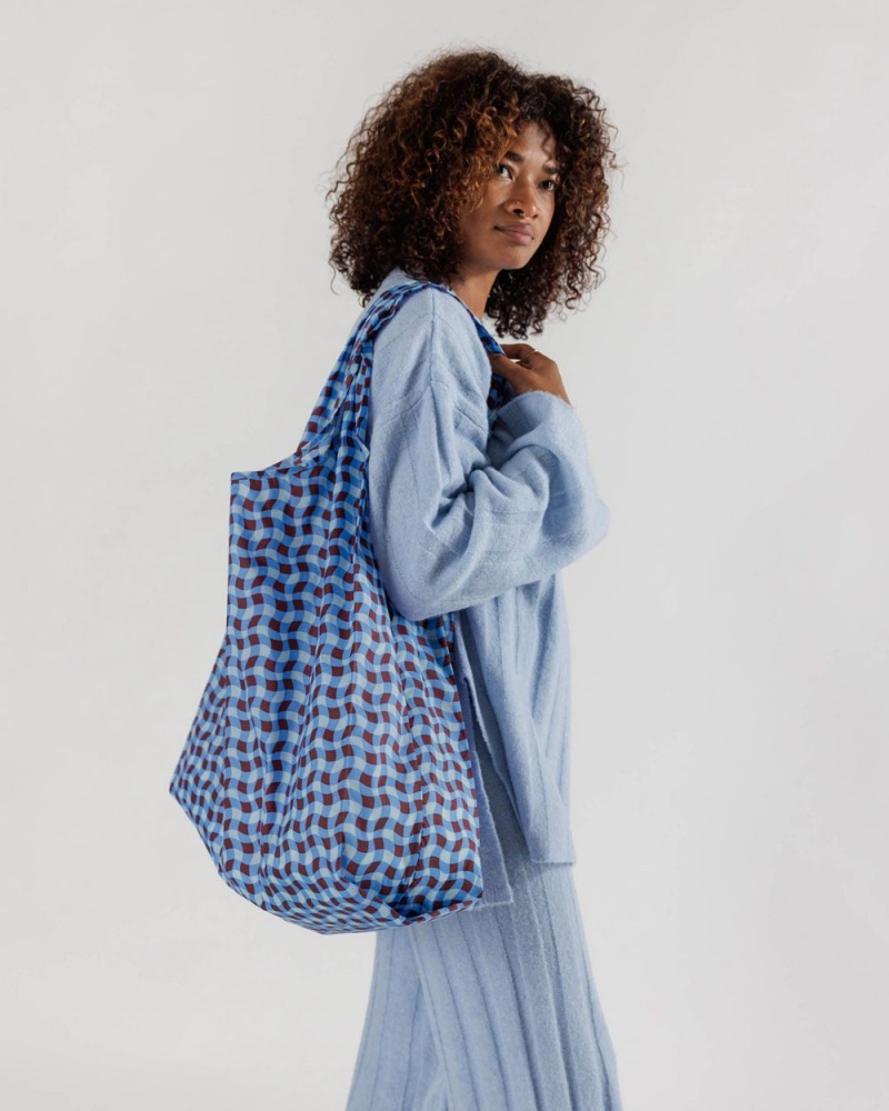 Wavy Gingham Blue Baggu Big | 185-IOVLKJ