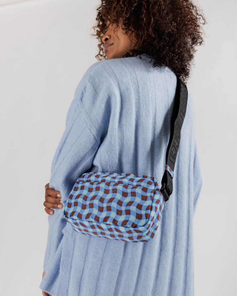 Wavy Gingham Blue Baggu Camera | 021-PGLBFV