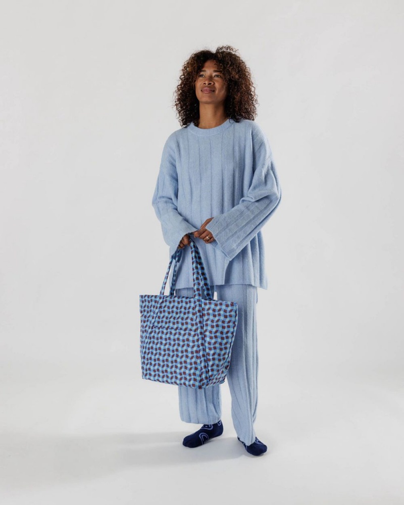 Wavy Gingham Blue Baggu Cloud | 427-UVBMYX