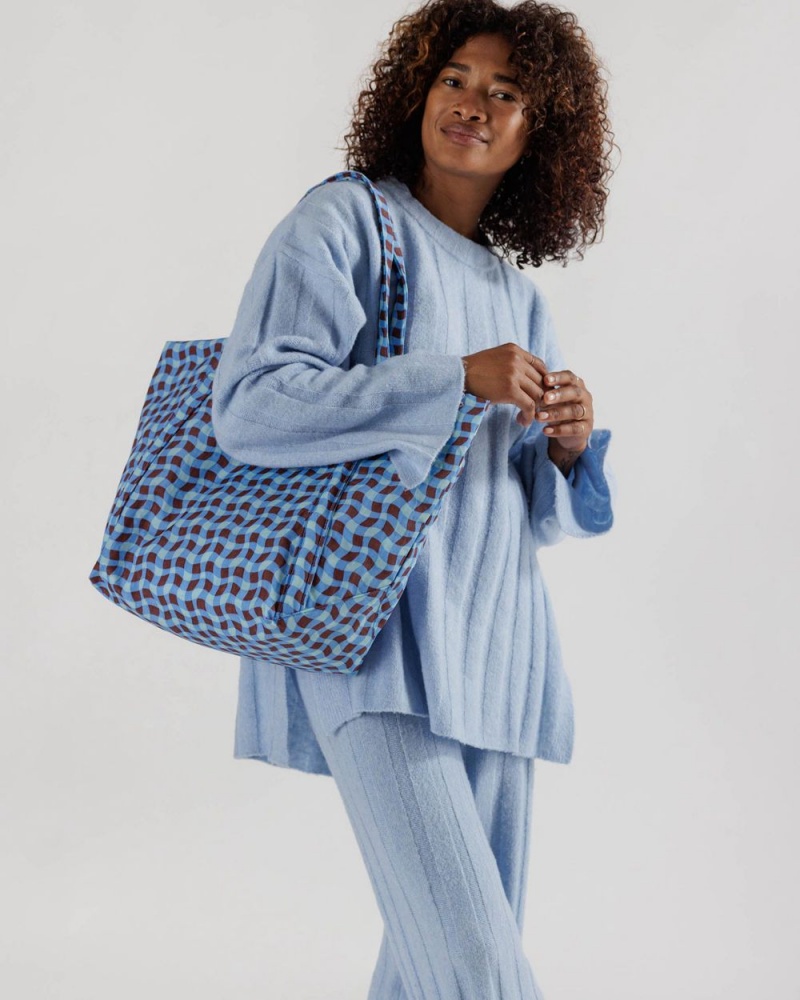 Wavy Gingham Blue Baggu Cloud | 427-UVBMYX