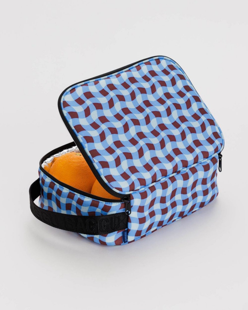 Wavy Gingham Blue Baggu Lunch Box | 742-QDFHML