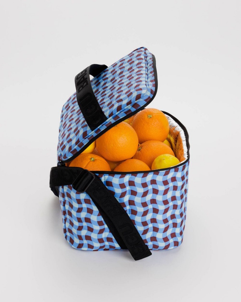 Wavy Gingham Blue Baggu Puffy | 865-ODJHNF