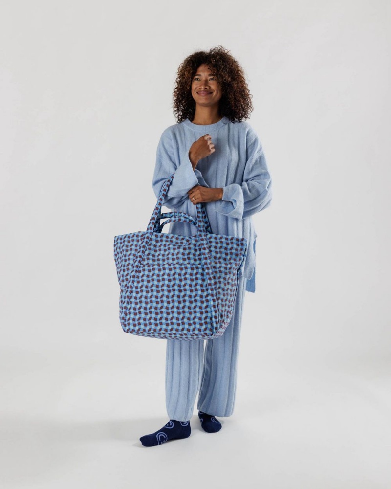 Wavy Gingham Blue Baggu Travel Cloud | 718-JBQGAO