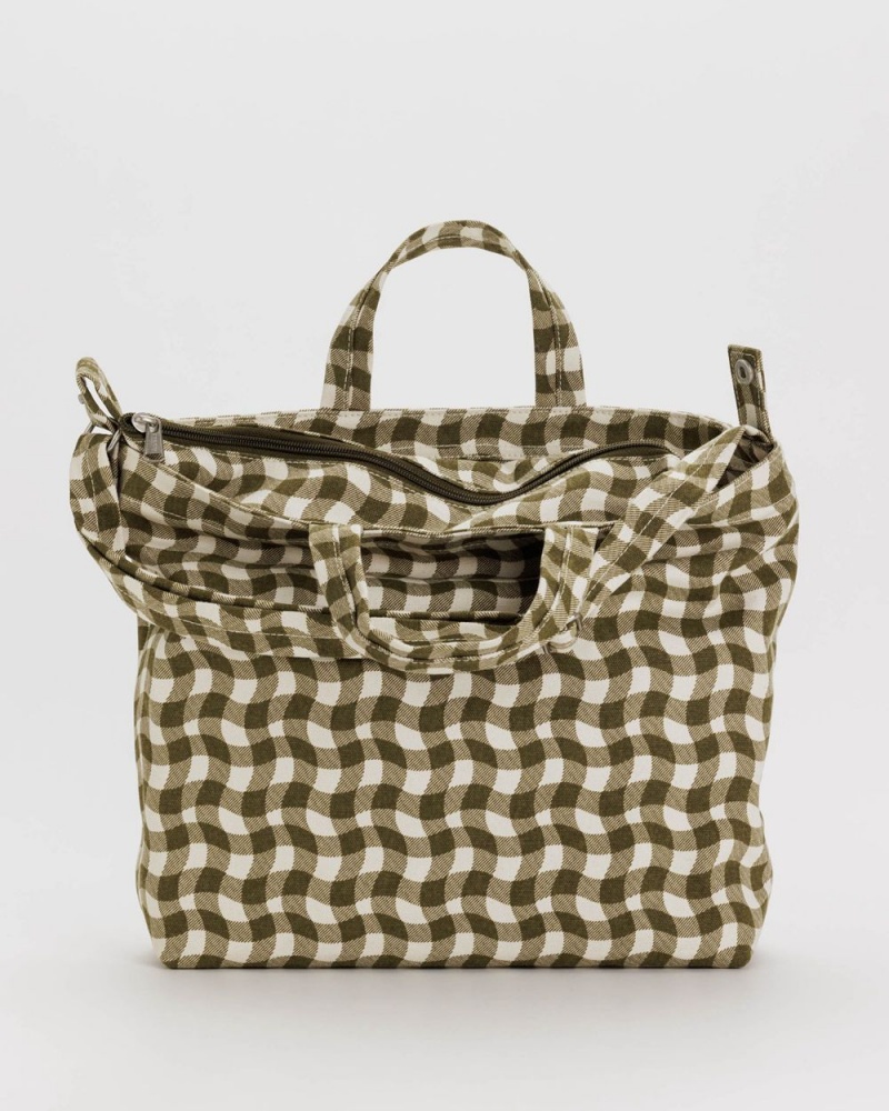 Wavy Gingham Brown Baggu Horizontal Zip Duck | 072-SLYNBJ