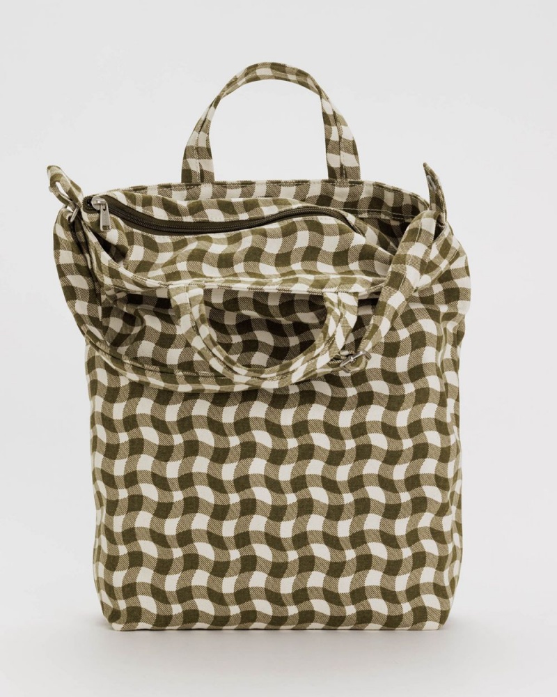 Wavy Gingham Brown Baggu Zip Duck | 952-DUSVIF