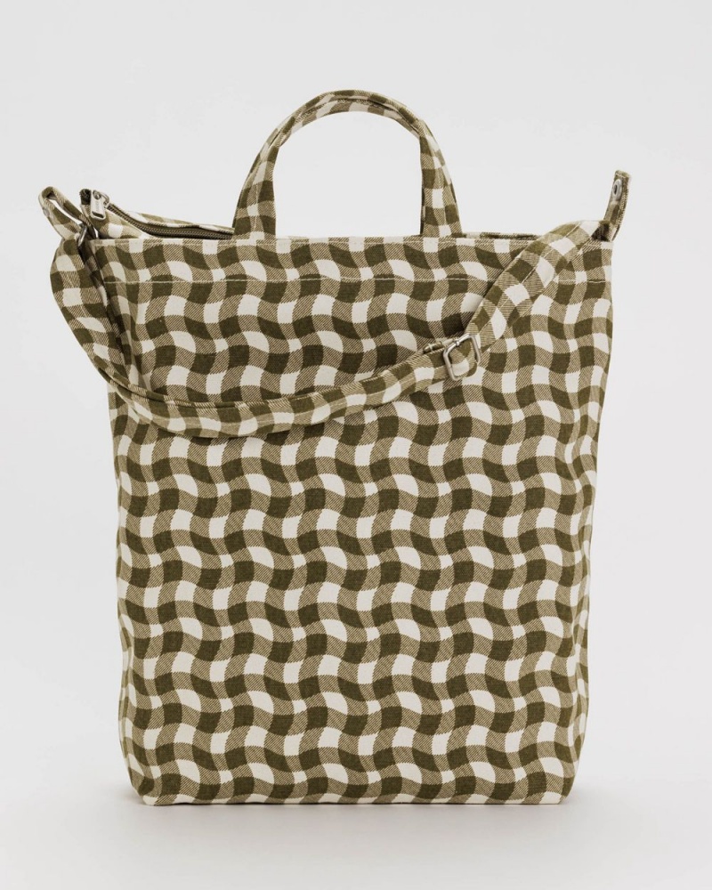 Wavy Gingham Brown Baggu Zip Duck | 952-DUSVIF