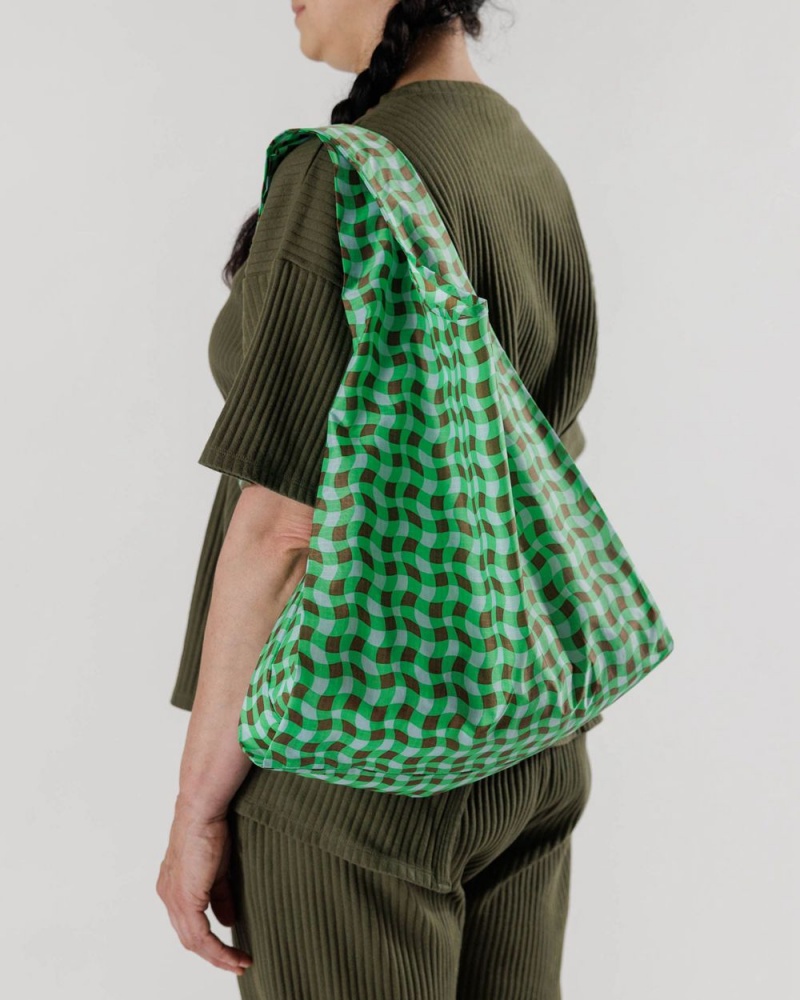 Wavy Gingham Green Baggu Standard | 907-BWRKJL