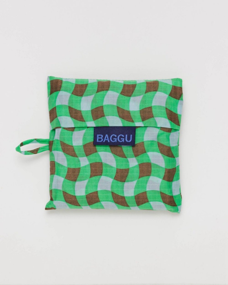 Wavy Gingham Green Baggu Standard | 907-BWRKJL