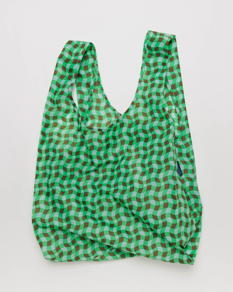 Wavy Gingham Green Baggu Standard | 907-BWRKJL