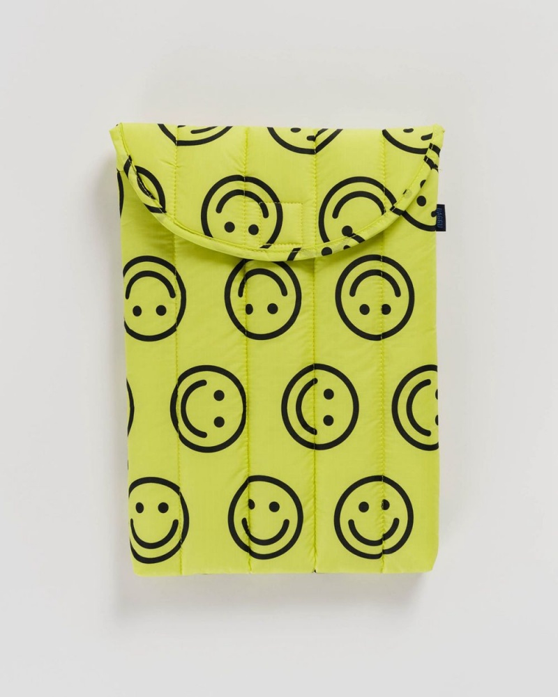 Yellow Happy Baggu Puffy Laptop Sleeve 13\